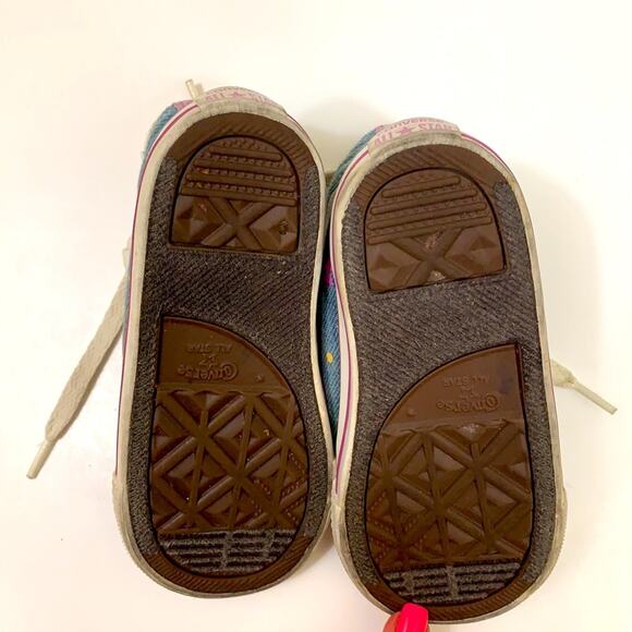 Converse Party Hi Moody Purple Hi-Top Denim Paint Splatter Tulle Tennis Shoes - Picture 7 of 10